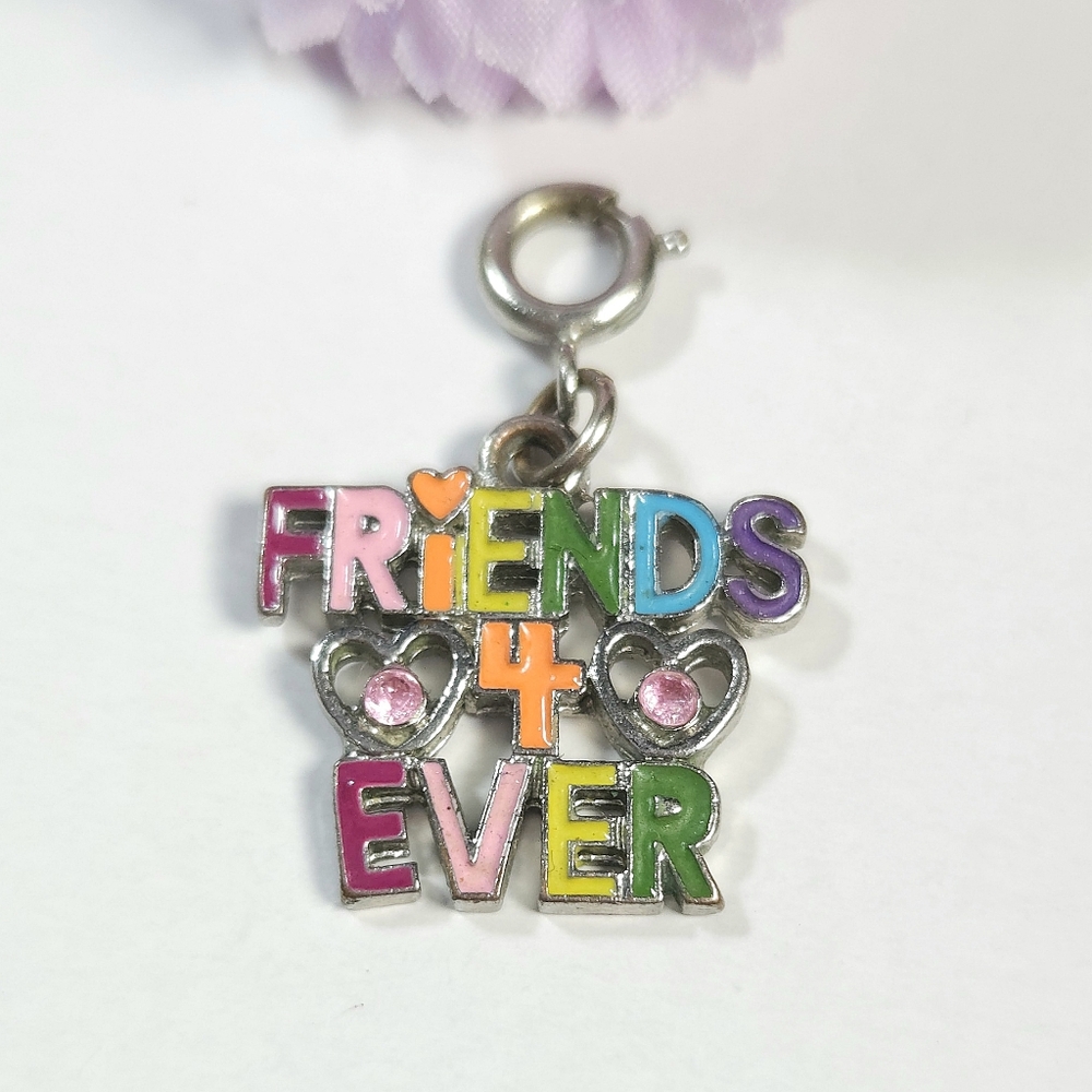 Vintage Rainbow Colors Friends 4 Ever Crystal Pendant Charm Jewelry Making - Picture 3 of 8